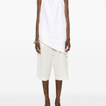 Top con scollo all'americana in lino  in bianco Batakovic - donna 