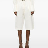 Shorts con fibbia e pieghe in bianco Batakovic - donna 