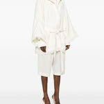 Cappotto con frange e cintura in bianco Batakovic - donna 