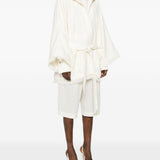 Cappotto con frange e cintura in bianco Batakovic - donna 