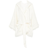 Cappotto con frange e cintura in bianco Batakovic - donna 