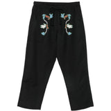 Pantaloni con coulisse e ricamo di uccelli in nero Baziszt - uomo 
