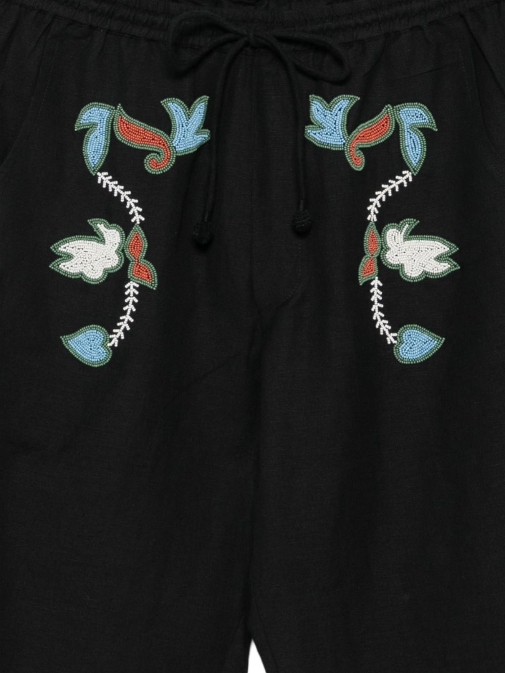Pantaloni con coulisse e ricamo di uccelli in nero Baziszt - uomo 