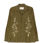 Camicia con ricamo floreale in verde Baziszt - uomo 