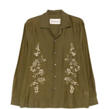 Camicia con ricamo floreale in verde Baziszt - uomo 