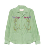 Camicia con ricamo floreale in verde menta Baziszt - uomo 