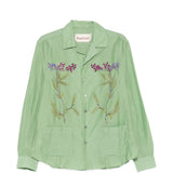Camicia con ricamo floreale in verde menta Baziszt - uomo 