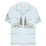 Camicia ricamata in azzurro Baziszt - uomo 
