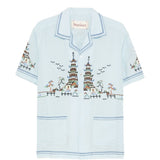 Camicia ricamata in azzurro Baziszt - uomo 