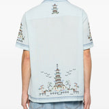 Camicia ricamata in azzurro Baziszt - uomo 
