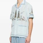 Camicia ricamata in azzurro Baziszt - uomo 