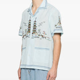 Camicia ricamata in azzurro Baziszt - uomo 