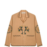 Camicia Nali con tasca e ricamo floreale in marrone Baziszt - uomo 