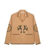 Camicia Nali con tasca e ricamo floreale in marrone Baziszt - uomo 