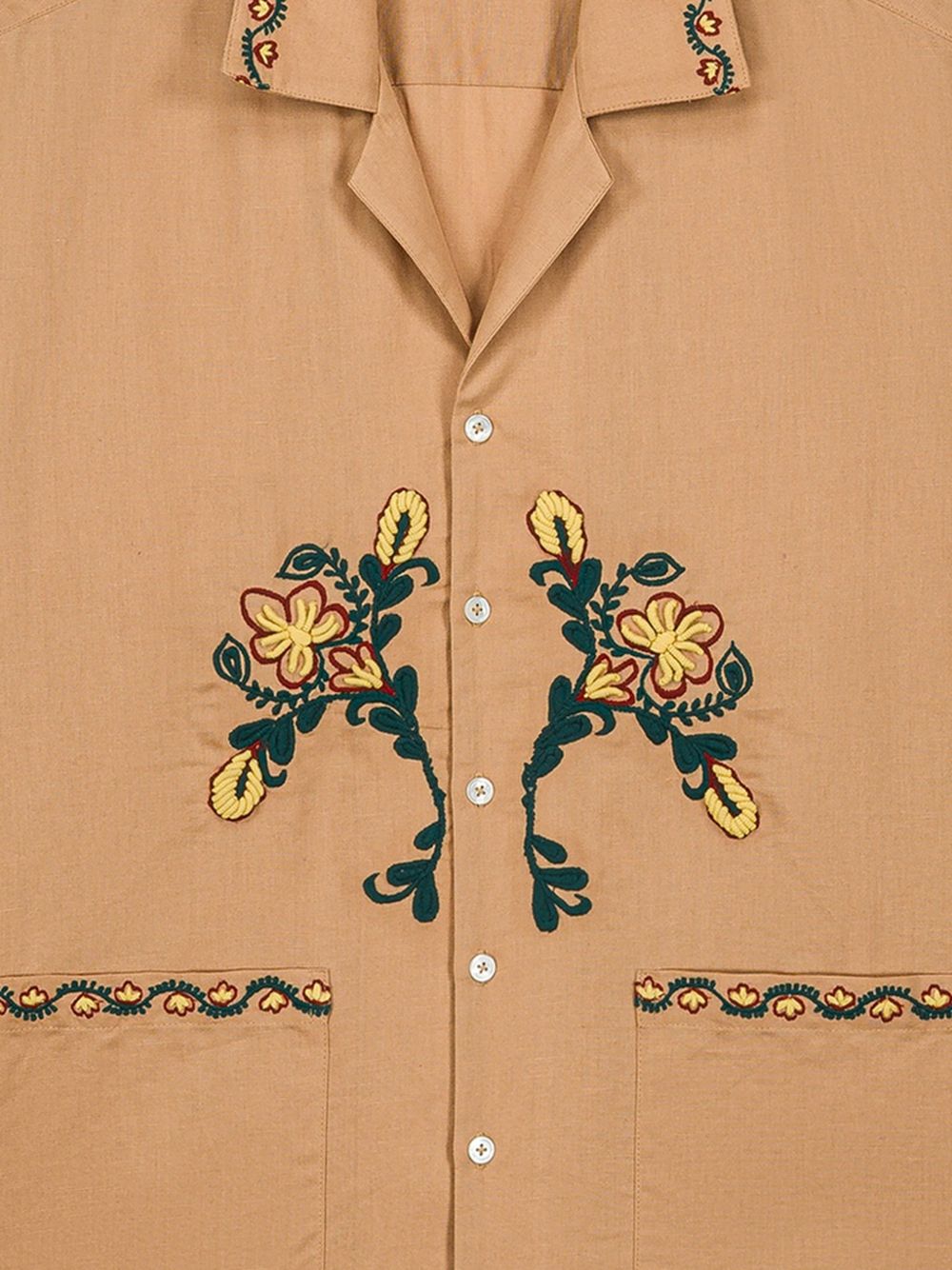 Camicia Nali con tasca e ricamo floreale in marrone Baziszt - uomo 