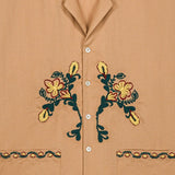 Camicia Nali con tasca e ricamo floreale in marrone Baziszt - uomo 