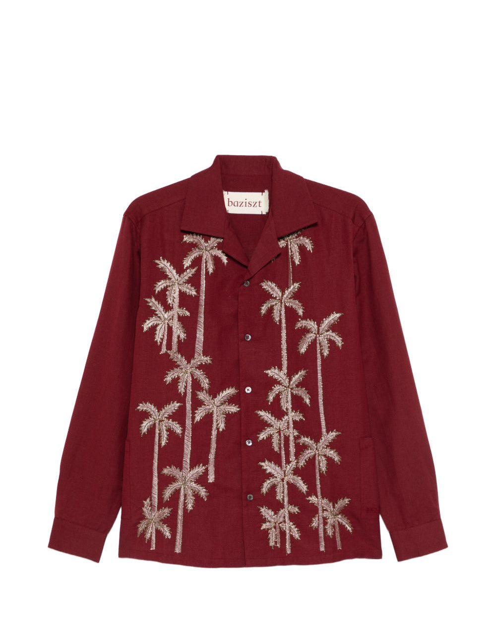 Camicia con motivo palme in bourdeaux Baziszt - uomo 