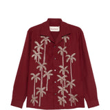 Camicia con motivo palme in bourdeaux Baziszt - uomo 