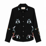 Camicia ricamata a maniche lunghe in  nero Baziszt - uomo 