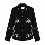 Camicia ricamata a maniche lunghe in  nero Baziszt - uomo 