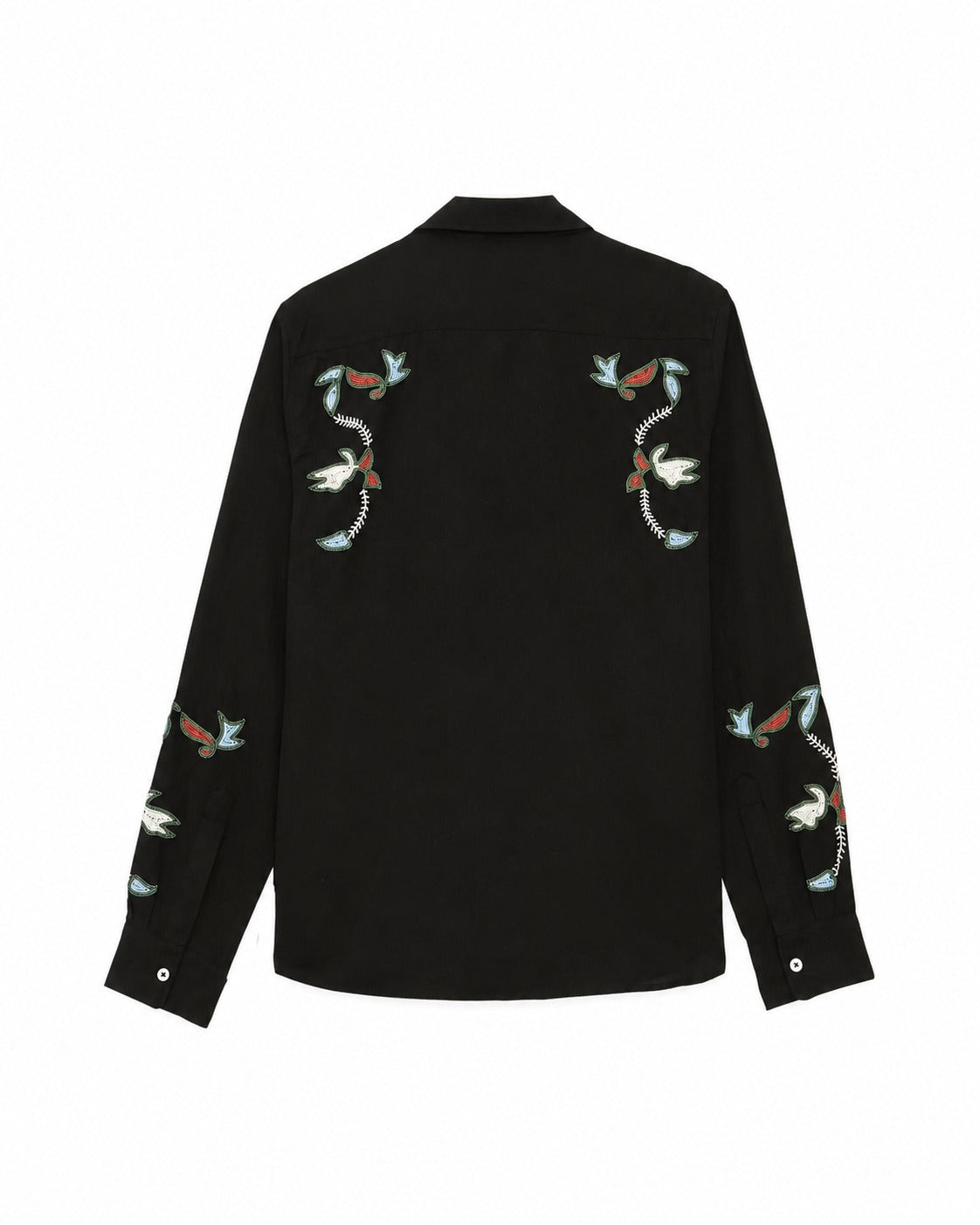 Camicia ricamata a maniche lunghe in  nero Baziszt - uomo 