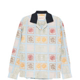 Camicia patchwork ricamata in azzurro Baziszt - uomo 