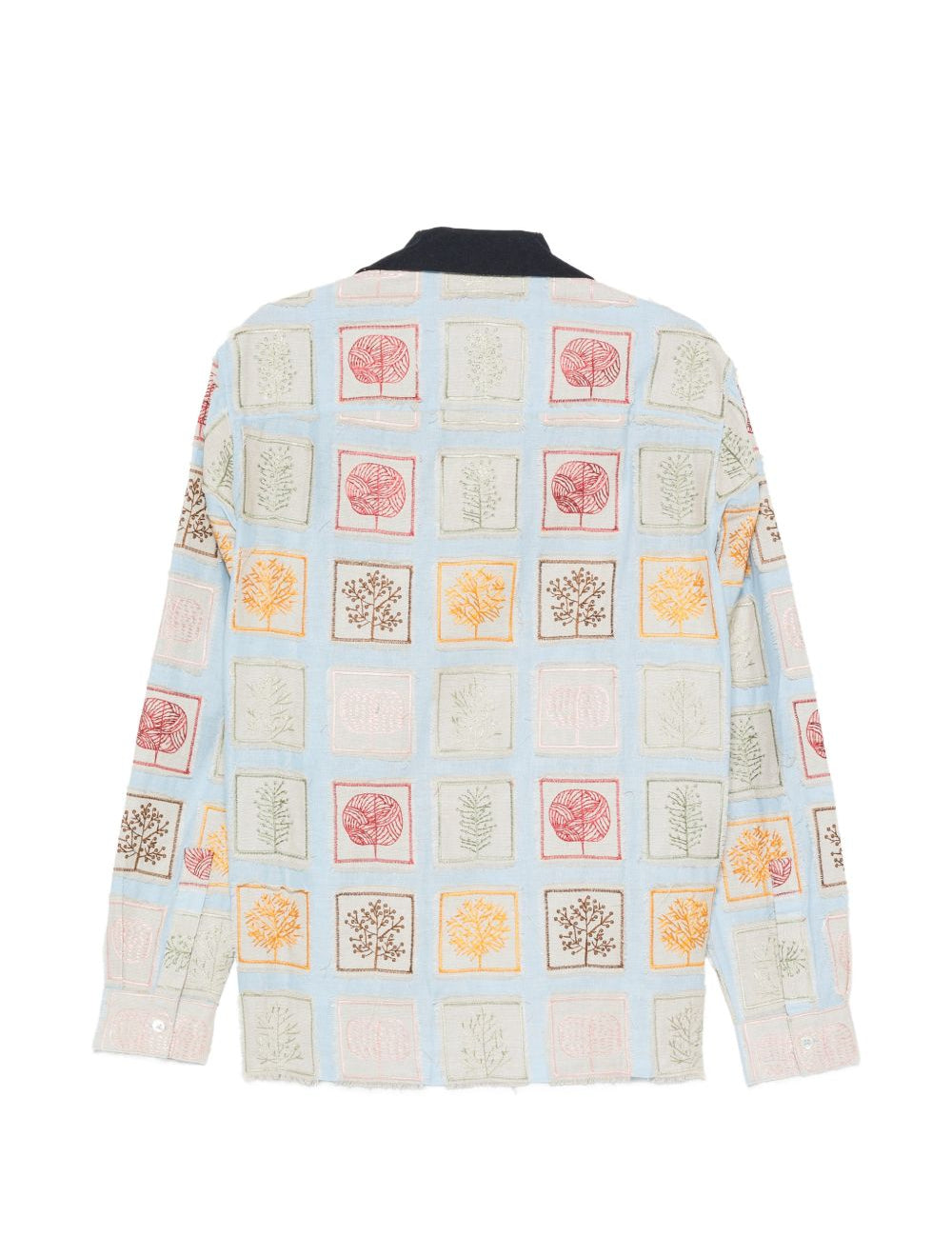 Camicia patchwork ricamata in azzurro Baziszt - uomo 