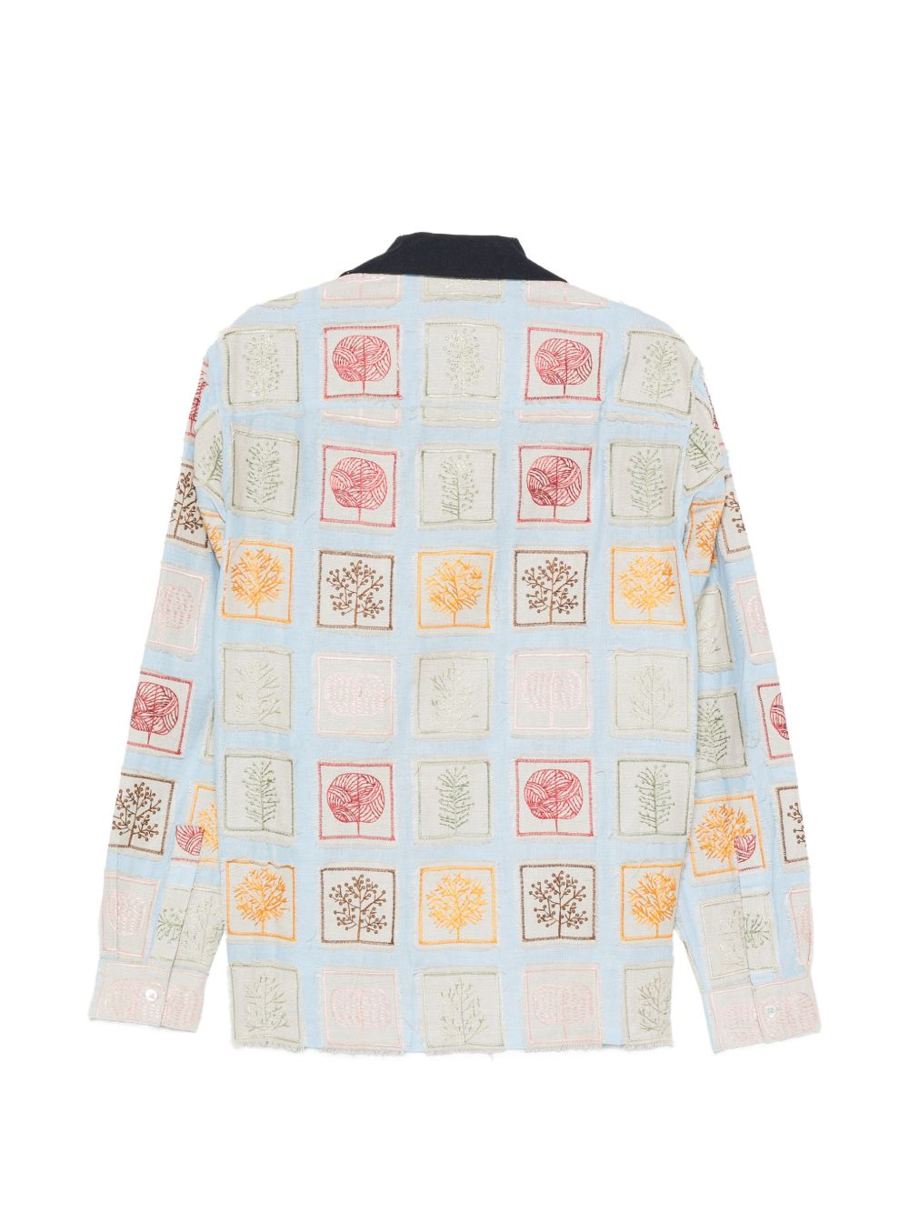 Camicia patchwork ricamata in azzurro Baziszt - uomo 
