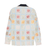 Camicia patchwork ricamata in azzurro Baziszt - uomo 