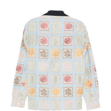 Camicia patchwork ricamata in azzurro Baziszt - uomo 