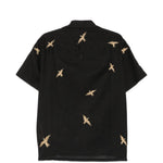 Camicia a maniche corte con ricamo di uccelli in nero Baziszt - uomo 