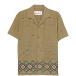 Camicia con orlo ricamato in verde Baziszt - uomo 