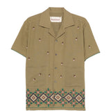 Camicia con orlo ricamato in verde Baziszt - uomo 