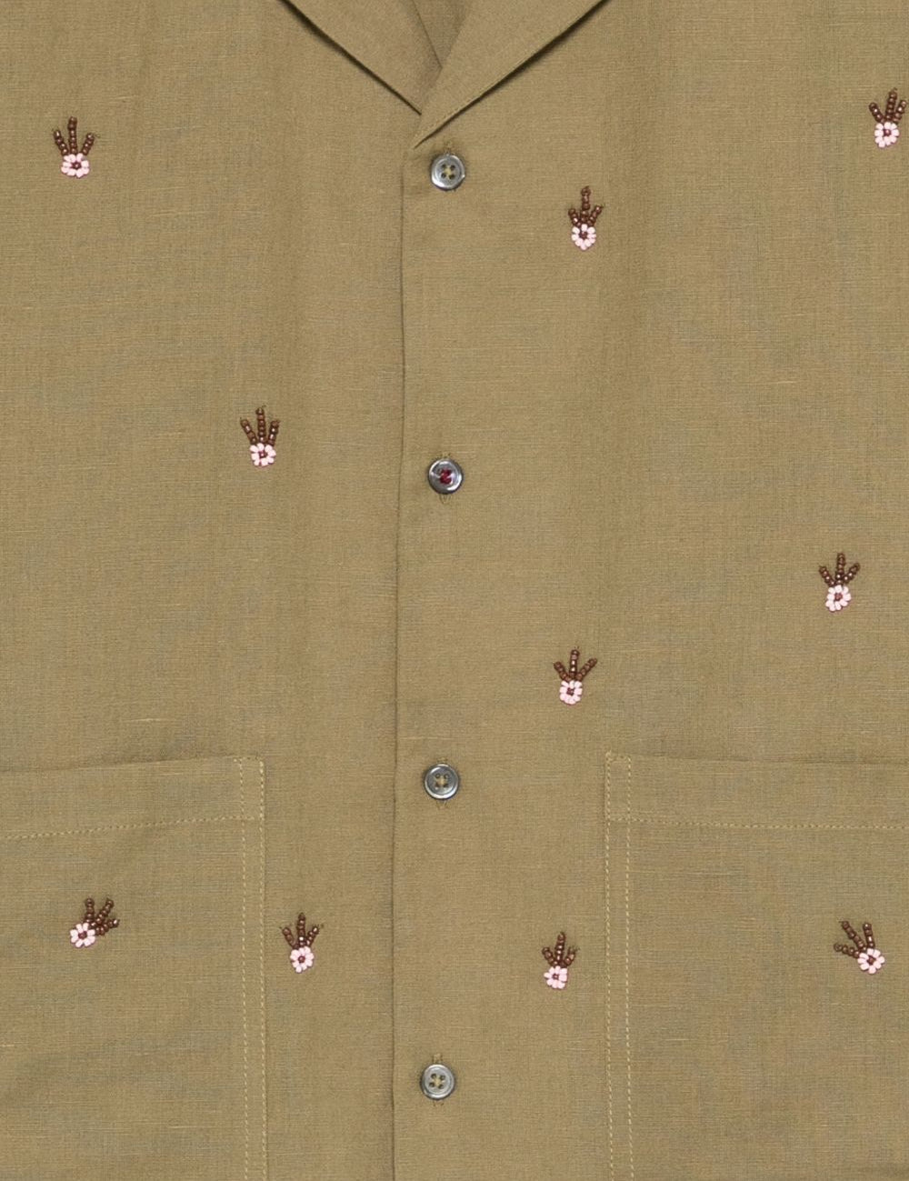 Camicia con orlo ricamato in verde Baziszt - uomo 