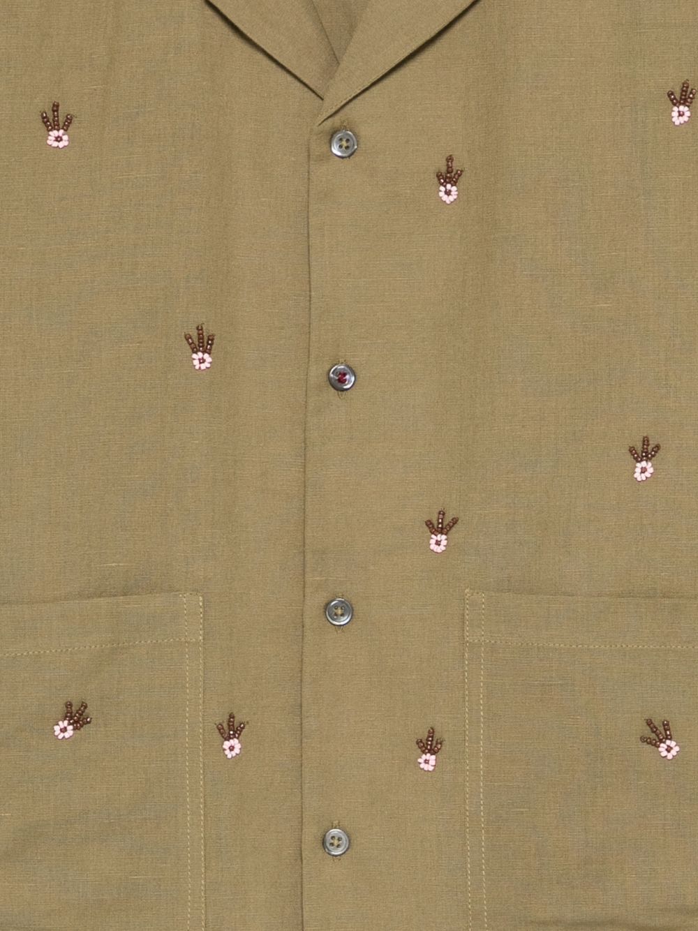 Camicia con orlo ricamato in verde Baziszt - uomo 