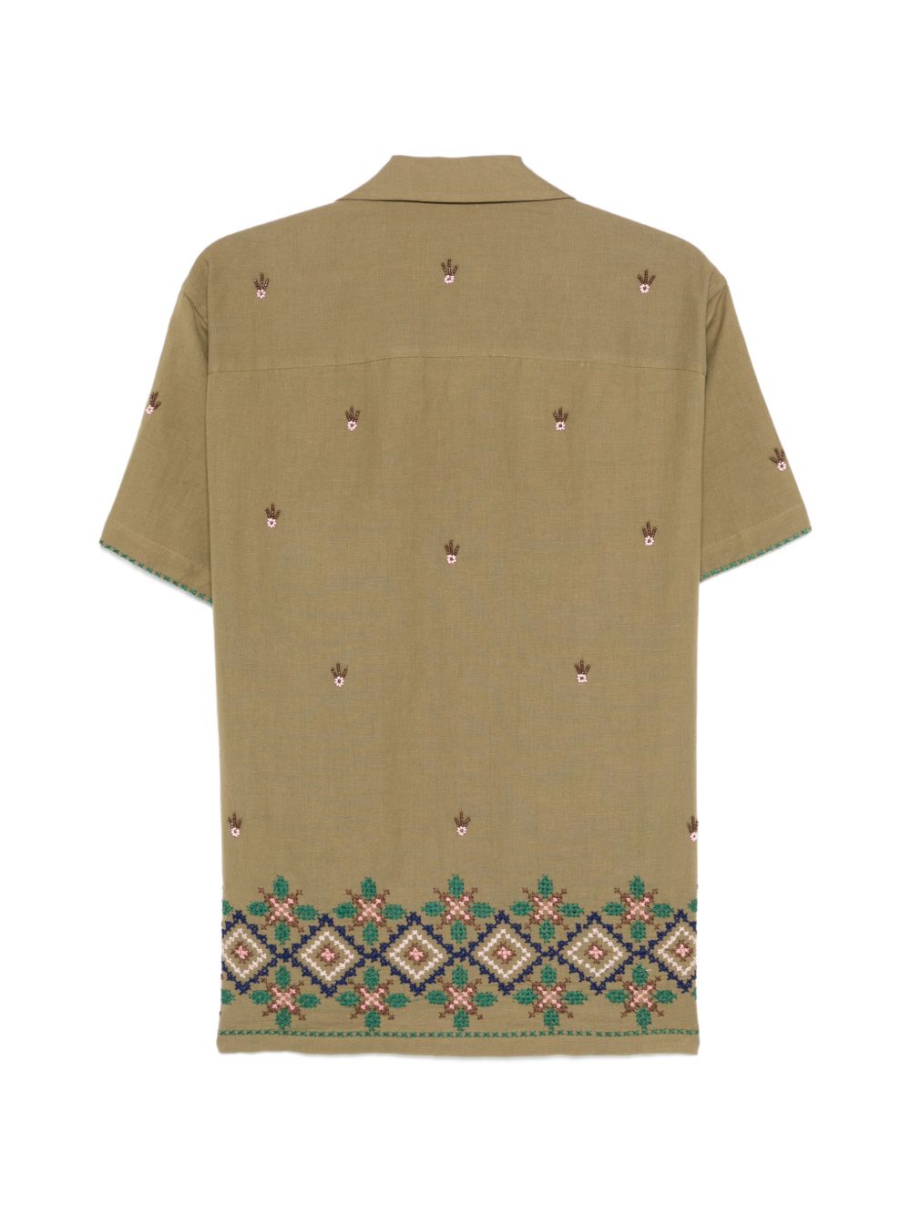 Camicia con orlo ricamato in verde Baziszt - uomo 