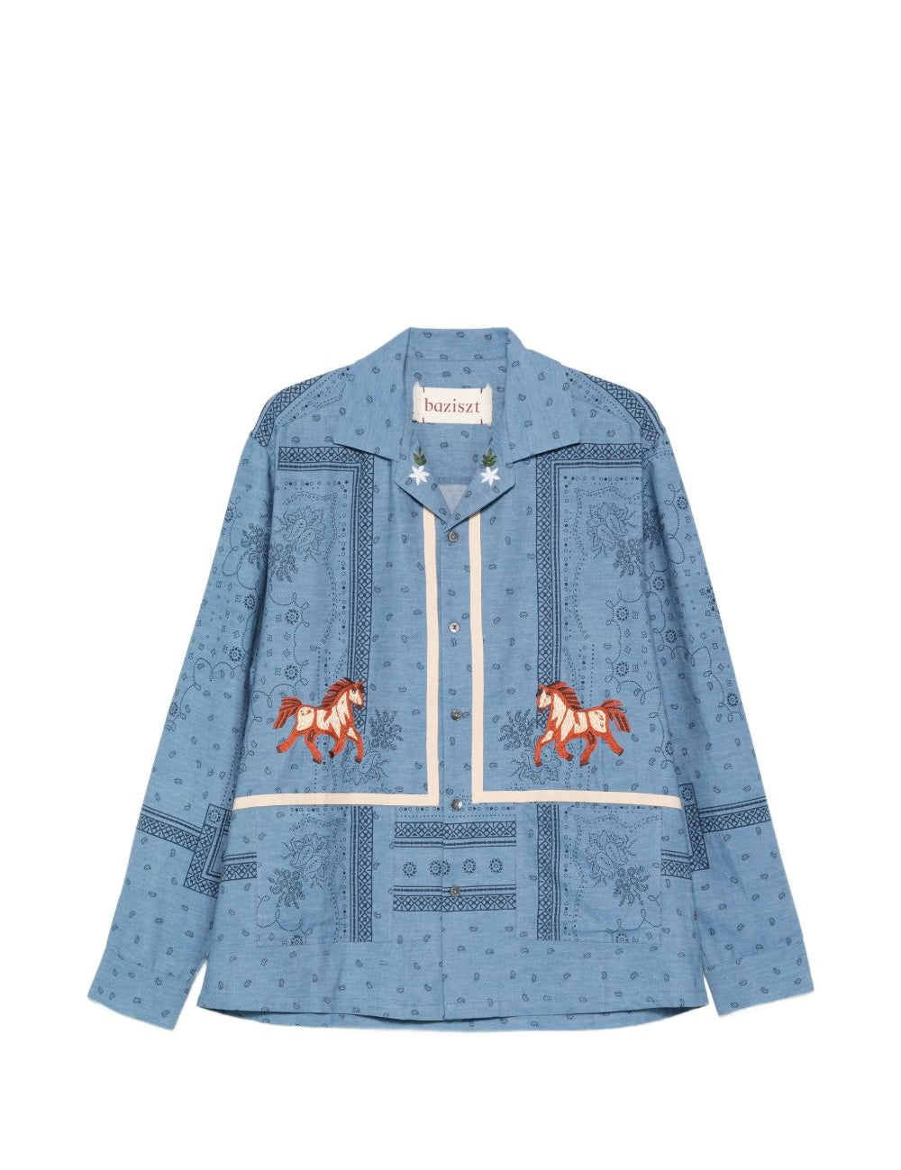 Camicia con motivo cavallo  in blu Baziszt - uomo 