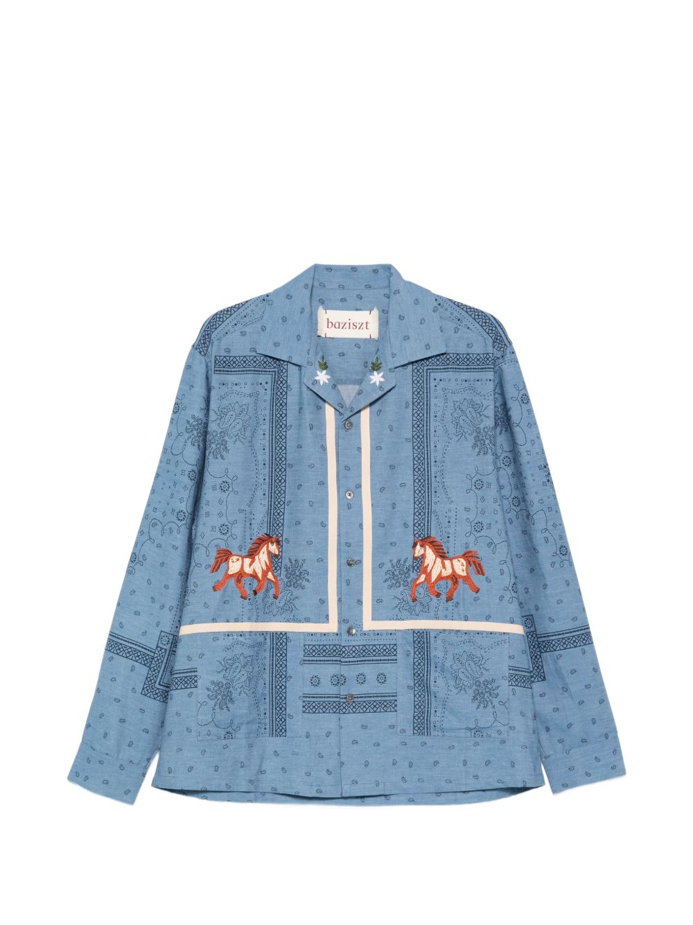 Camicia con motivo cavallo  in blu Baziszt - uomo 
