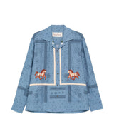 Camicia con motivo cavallo  in blu Baziszt - uomo 