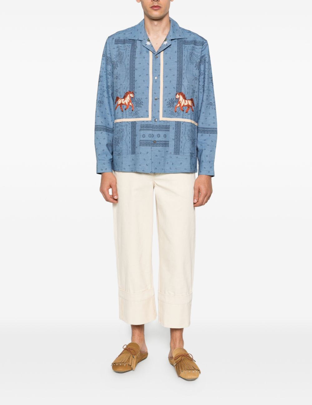 Camicia con motivo cavallo  in blu Baziszt - uomo 