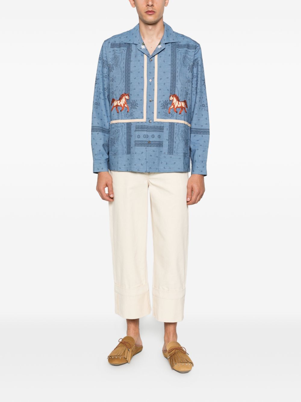Camicia con motivo cavallo  in blu Baziszt - uomo 