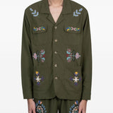 Camicia ricamata con tasca in verde Baziszt - uomo 