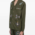 Camicia ricamata con tasca in verde Baziszt - uomo 