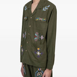 Camicia ricamata con tasca in verde Baziszt - uomo 