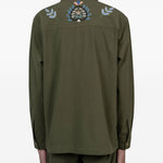 Camicia ricamata con tasca in verde Baziszt - uomo 