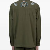 Camicia ricamata con tasca in verde Baziszt - uomo 