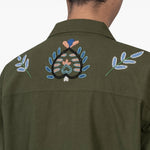 Camicia ricamata con tasca in verde Baziszt - uomo 