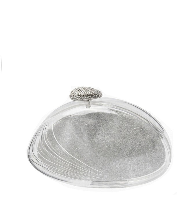 Borsa clutch rigida Ariel in argento 