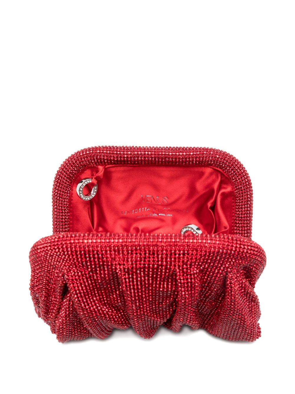 Clutch Venus piccola con cristalli in rosso Benedetta Bruzziches - donna 