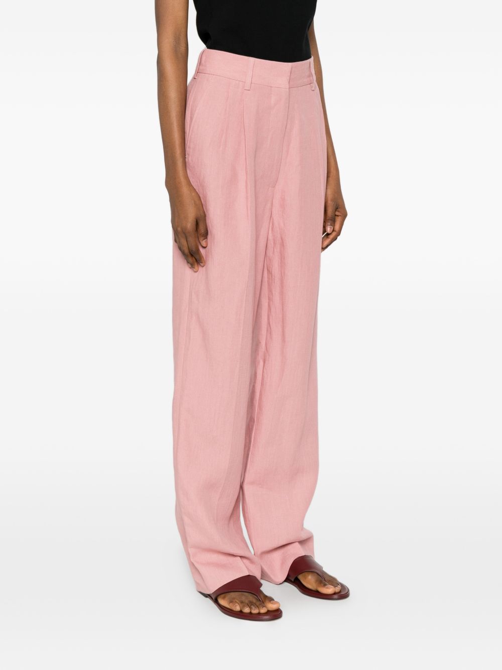 Pantaloni a gamba larga in lino in rosa Blazé milano - donna 